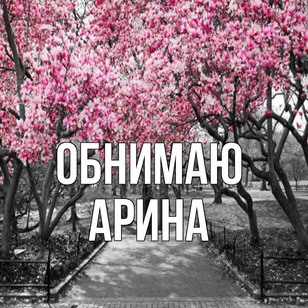 Открытка  с именем. Арина, Обнимаю  
