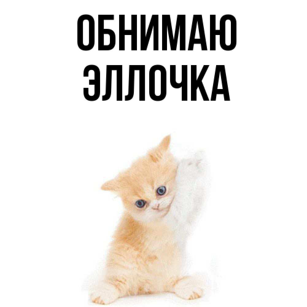 Открытка  с именем. Эллочка, Обнимаю  