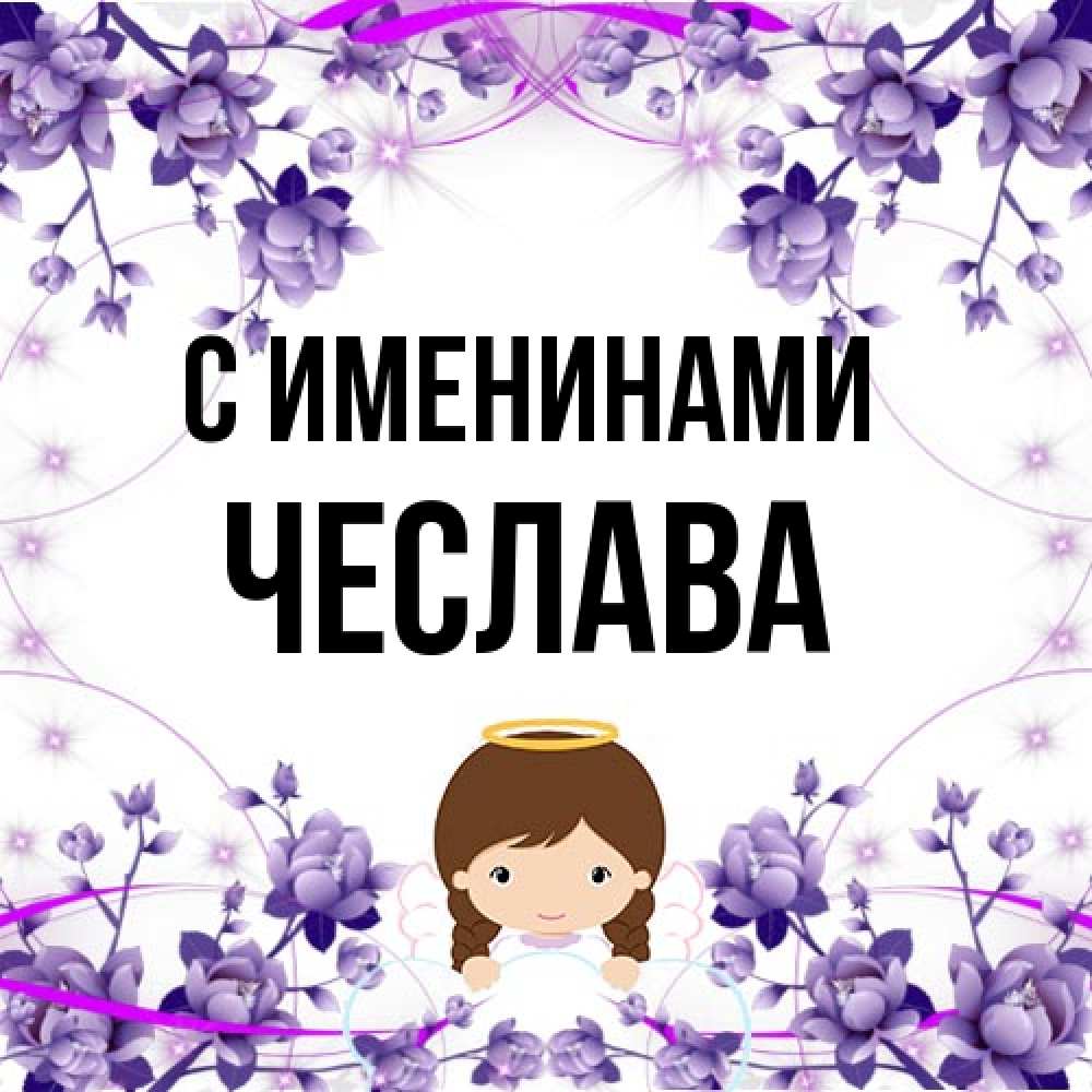 Открытка  с именем. Чеслава, С именинами  