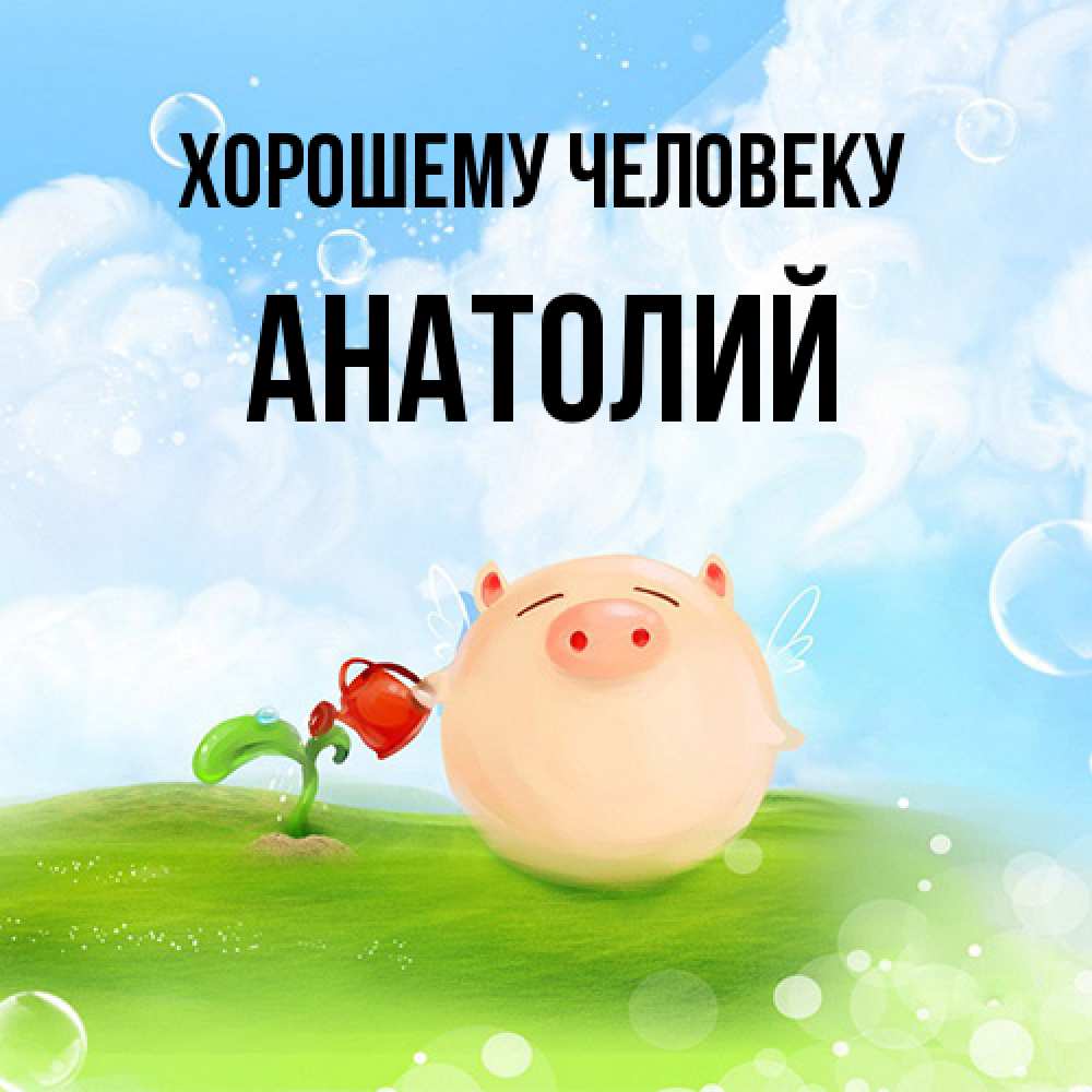 Открытка  с именем. Анатолий, Хорошему человеку  