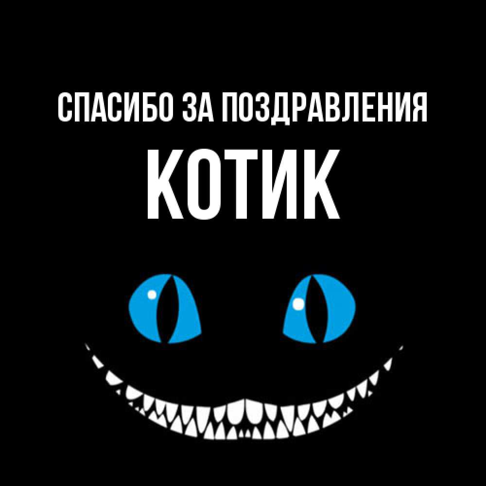 Открытка  с именем. КОТИК, Спасибо за поздравления  
