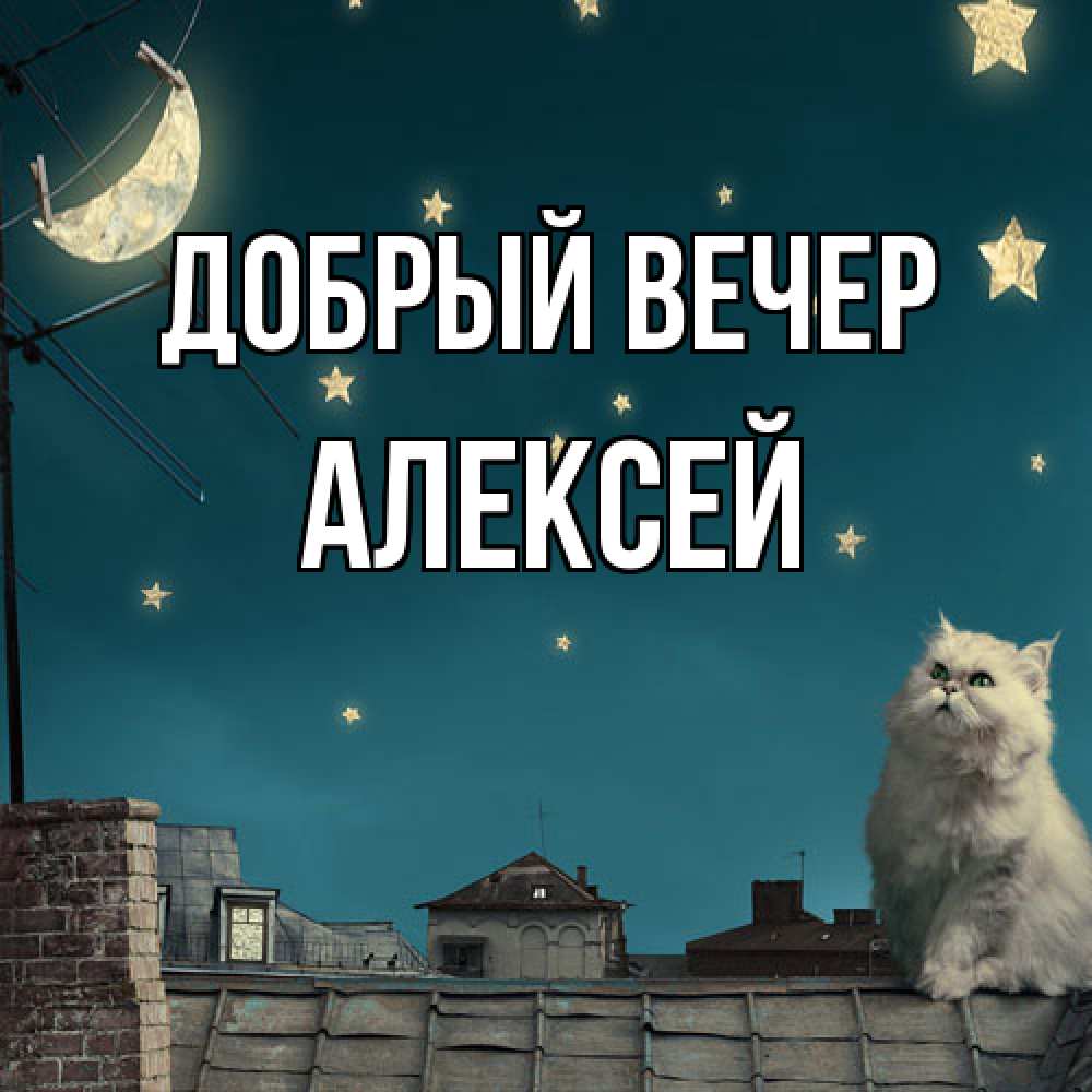Открытка  с именем. Алексей, Добрый вечер  
