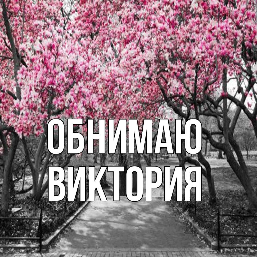 Открытка  с именем. ВИКТОРИЯ, Обнимаю  