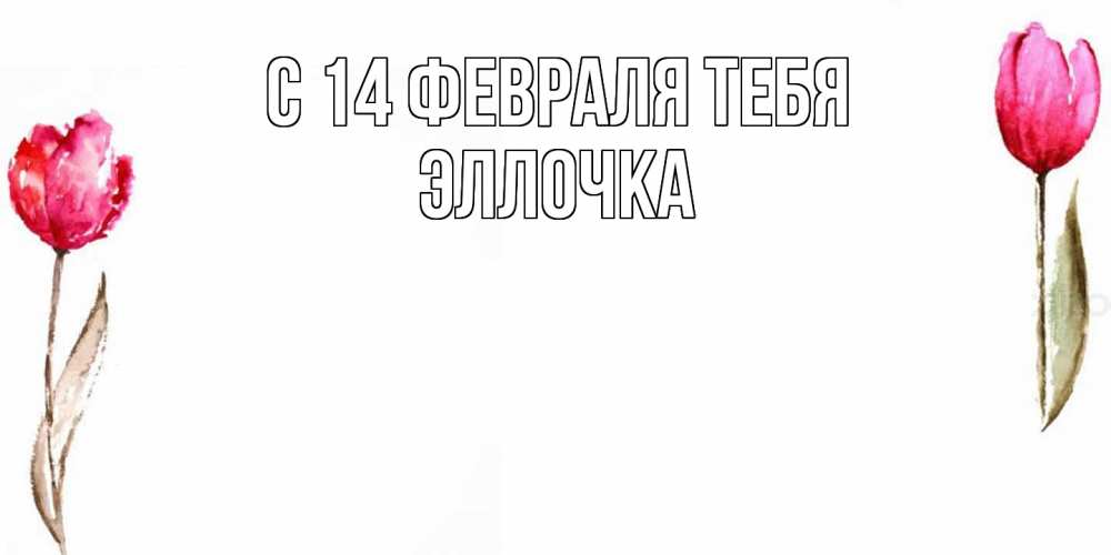 Открытка  с именем. Эллочка, С 14 февраля тебя  