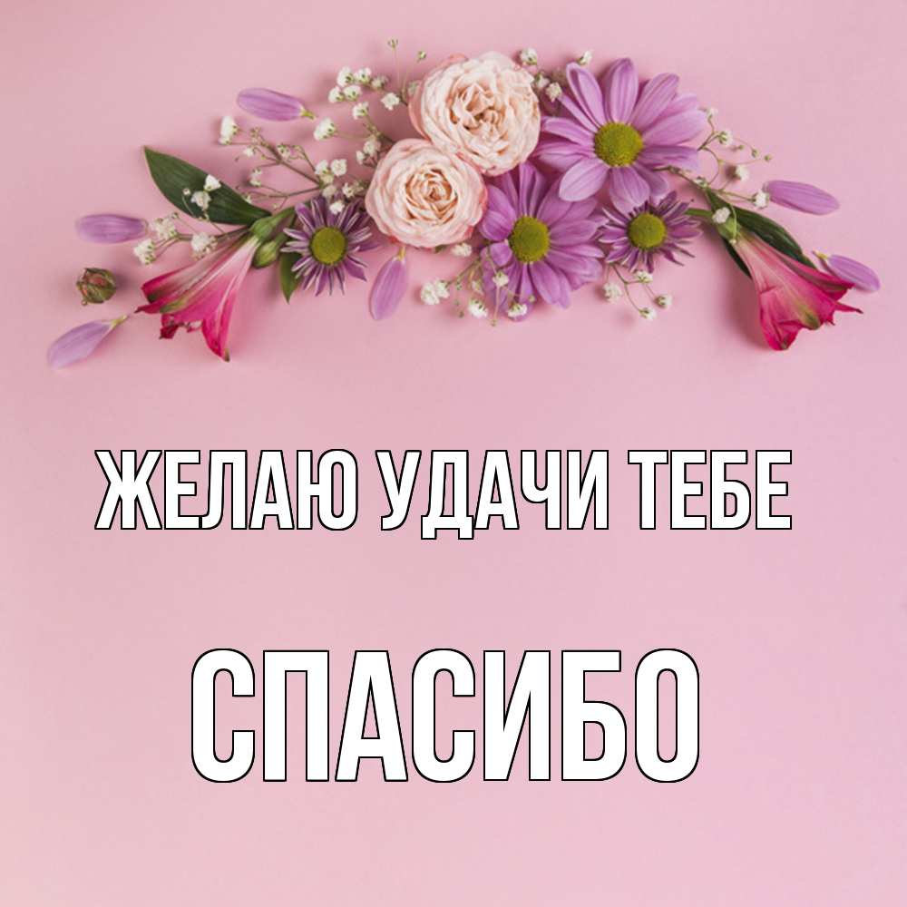 Открытка  с именем. спасибо, Желаю удачи тебе  