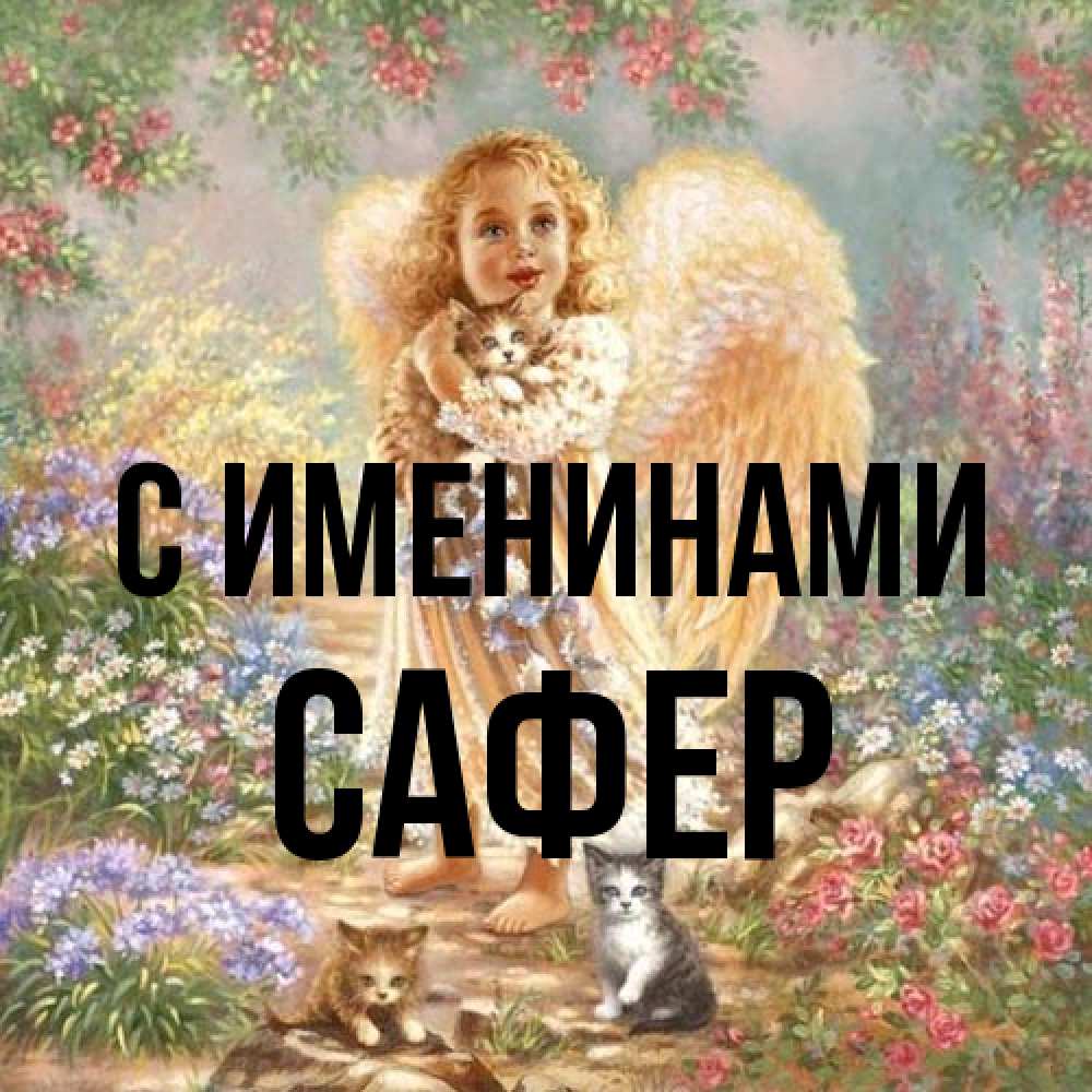 Открытка  с именем. Сафер, С именинами  