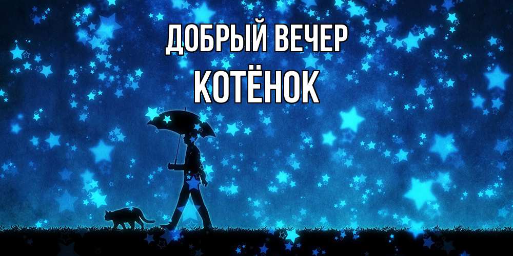 Открытка  с именем. Котёнок, Добрый вечер  