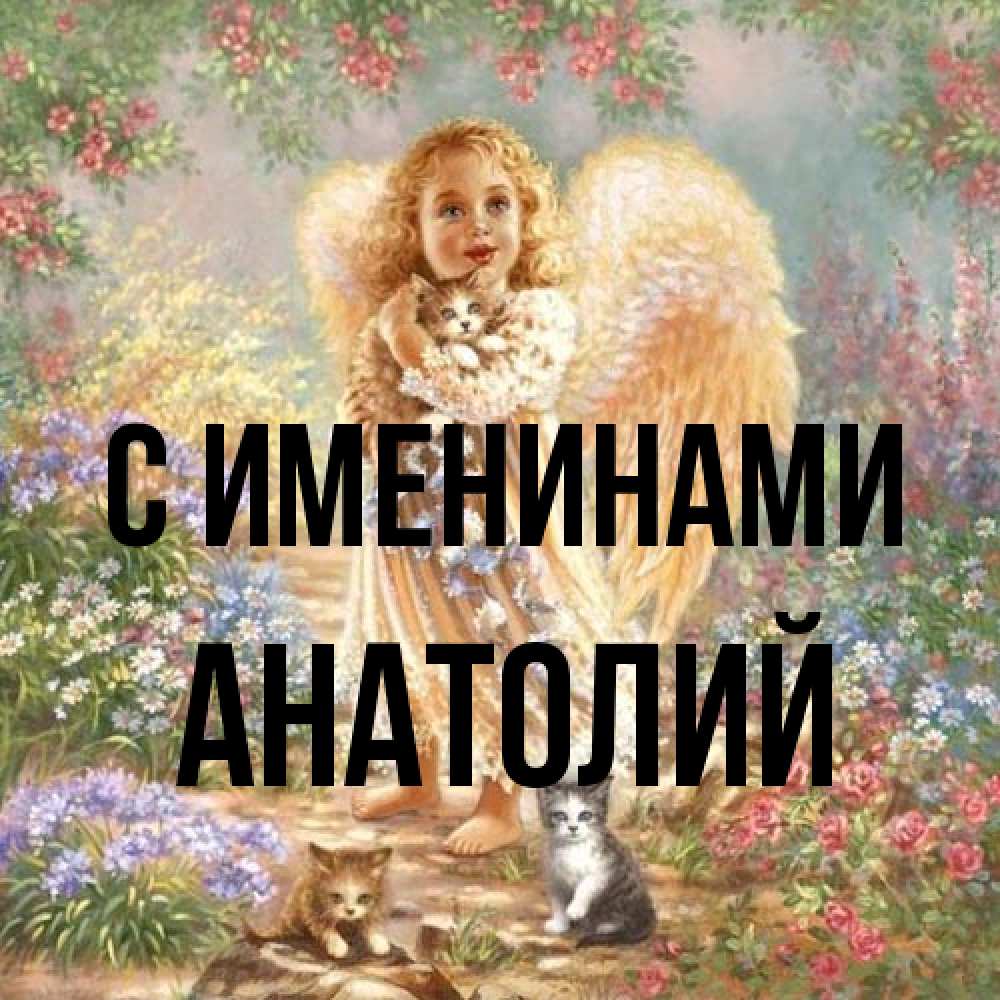 Открытка  с именем. Анатолий, С именинами  