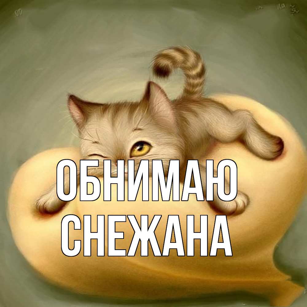 Открытка  с именем. Снежана, Обнимаю  