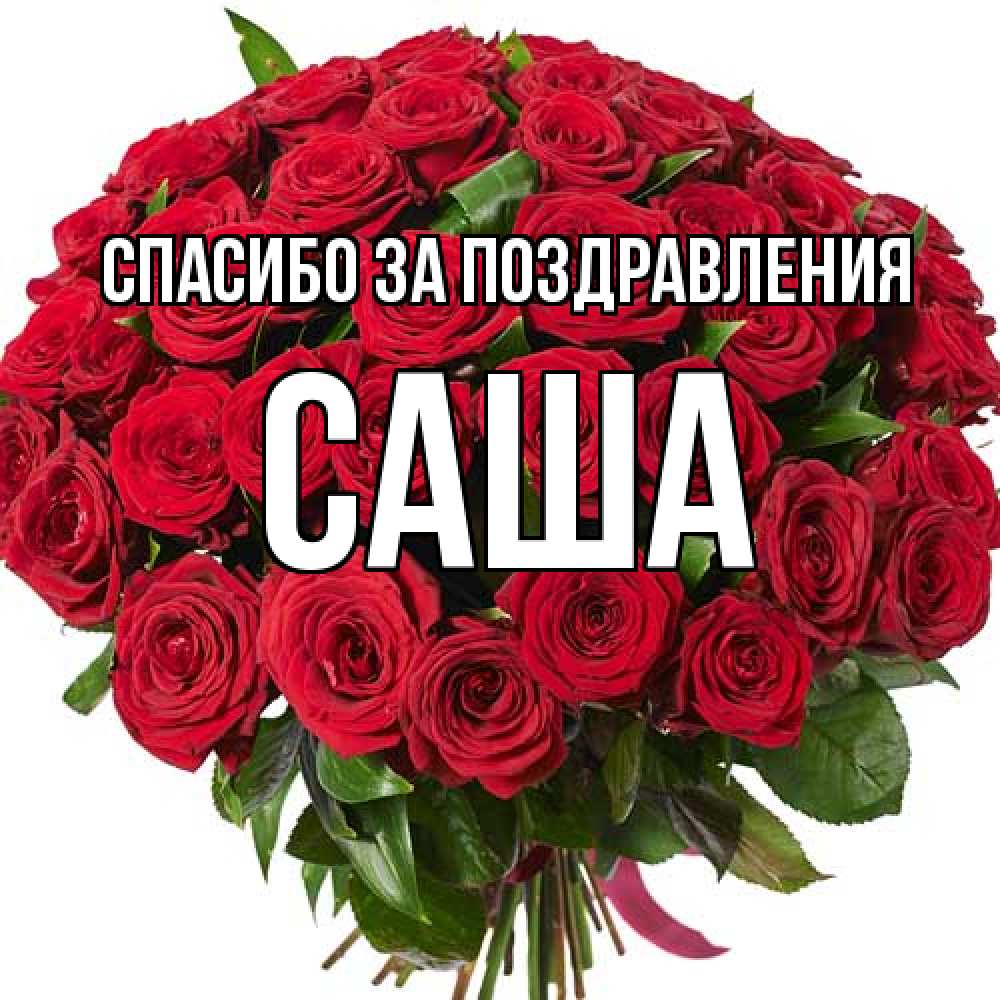 Открытка  с именем. Саша, Спасибо за поздравления  