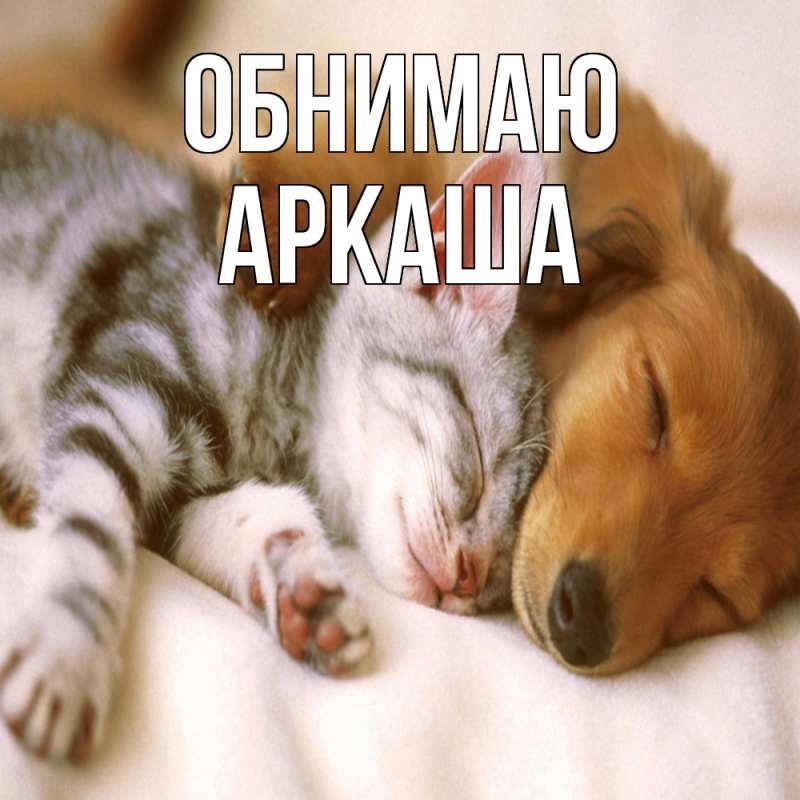 Открытка с именем, Аркаша, Обнимаю