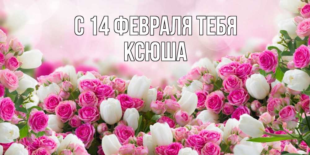 Открытка  с именем. Ксюша, С 14 февраля тебя  