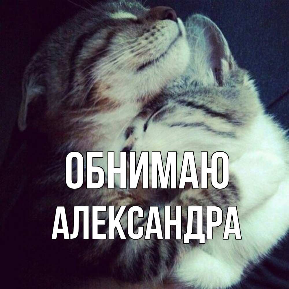 Открытка  с именем. Александра, Обнимаю  