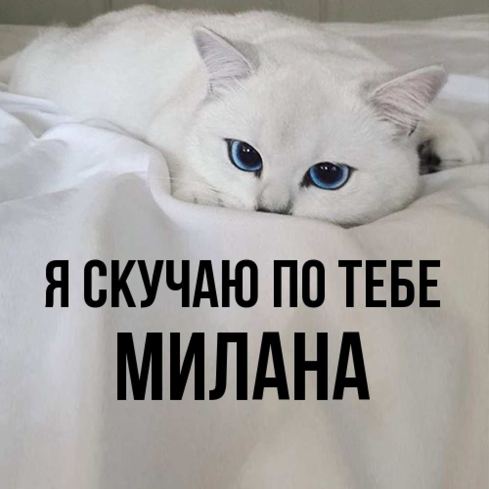 Открытка  с именем. Милана, Я скучаю по тебе  