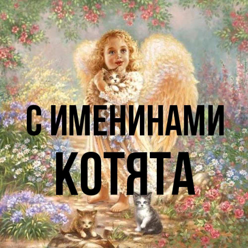 Открытка  с именем. Котята, С именинами  