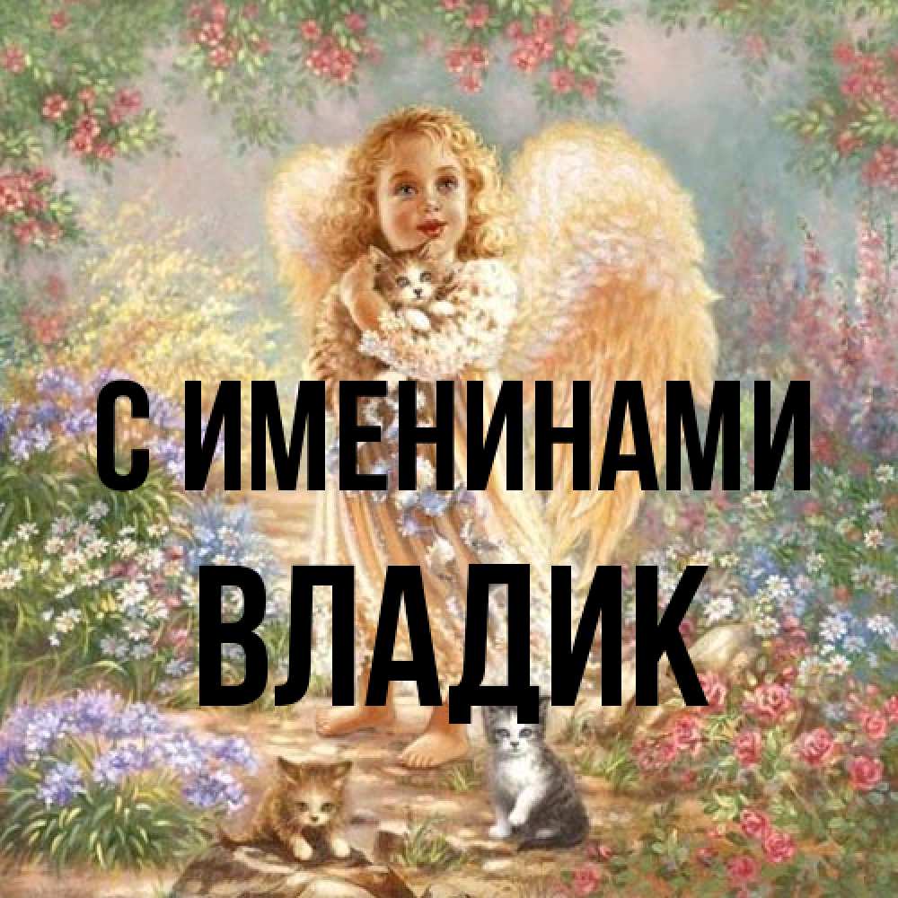 Открытка  с именем. Владик, С именинами  