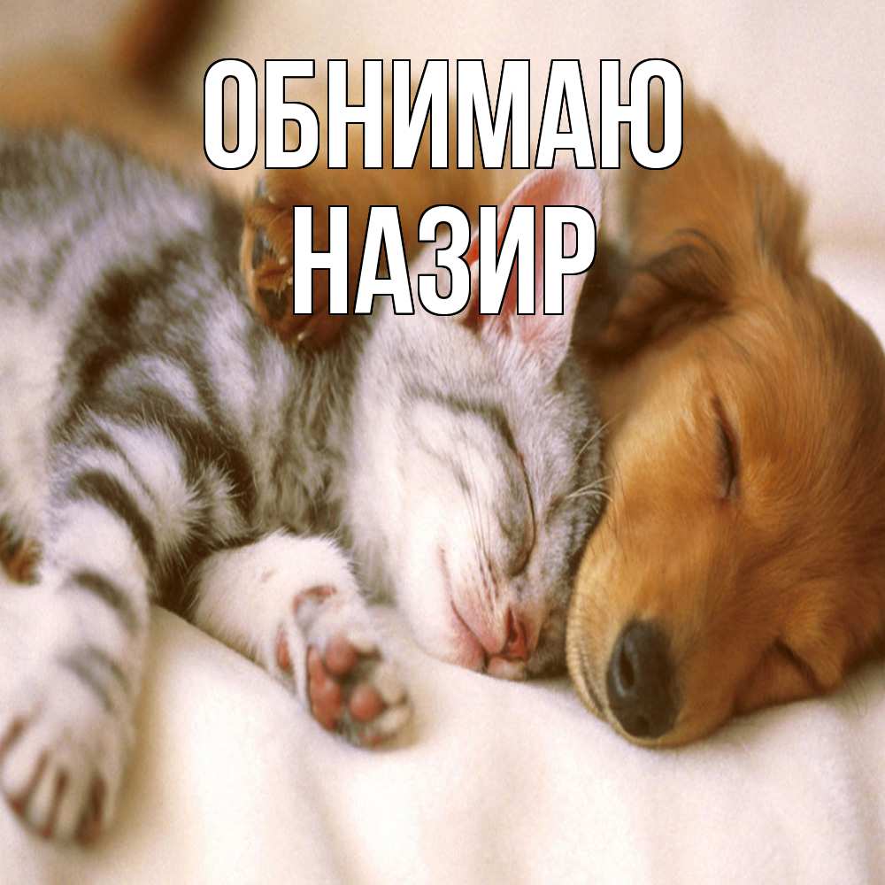 Открытка  с именем. Назир, Обнимаю  