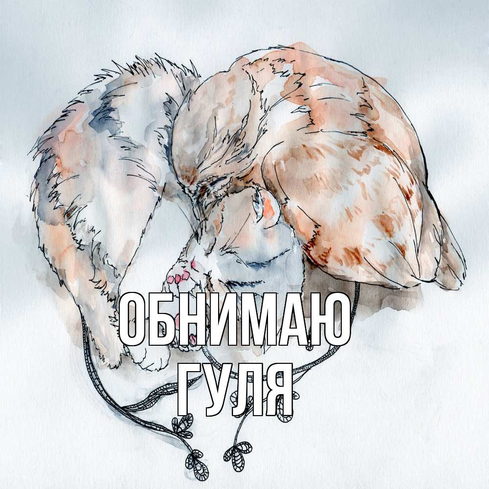 Открытка  с именем. Гуля, Обнимаю  
