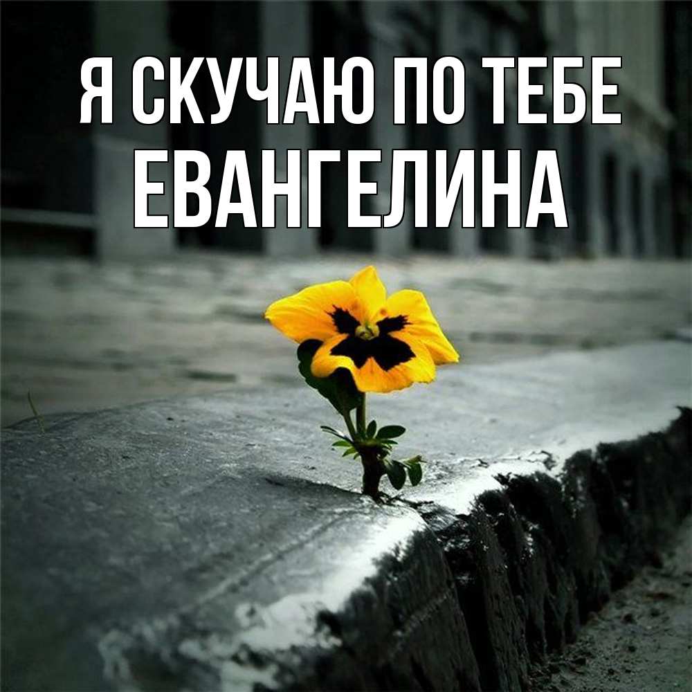Открытка  с именем. Евангелина, Я скучаю по тебе  