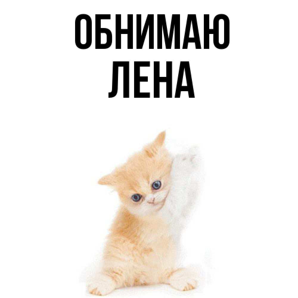 Открытка  с именем. Лена, Обнимаю  