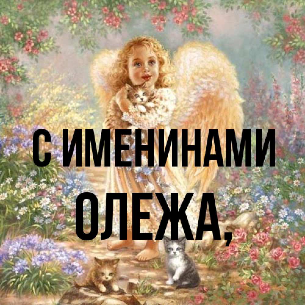 Открытка  с именем. Олежа, С именинами  