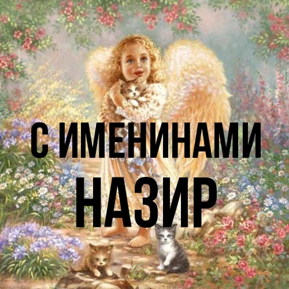 Открытка  с именем. Назир, С именинами  