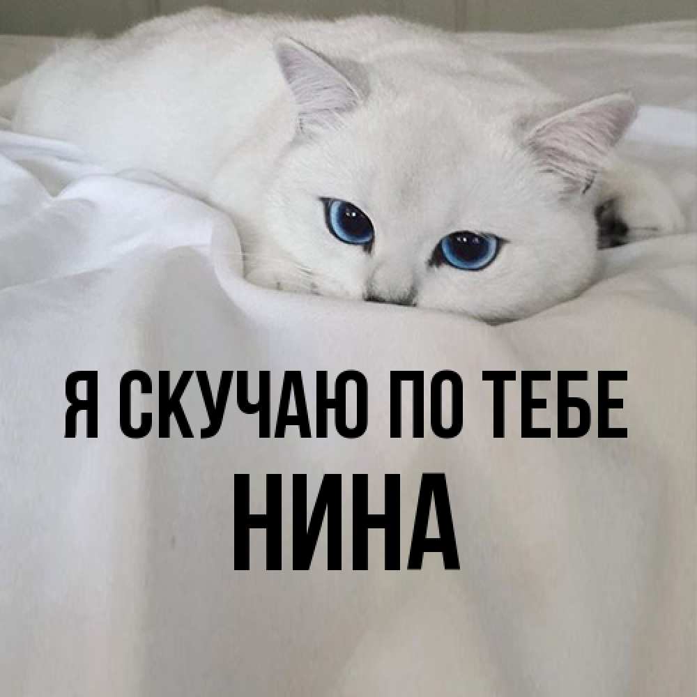 Открытка  с именем. Нина, Я скучаю по тебе  
