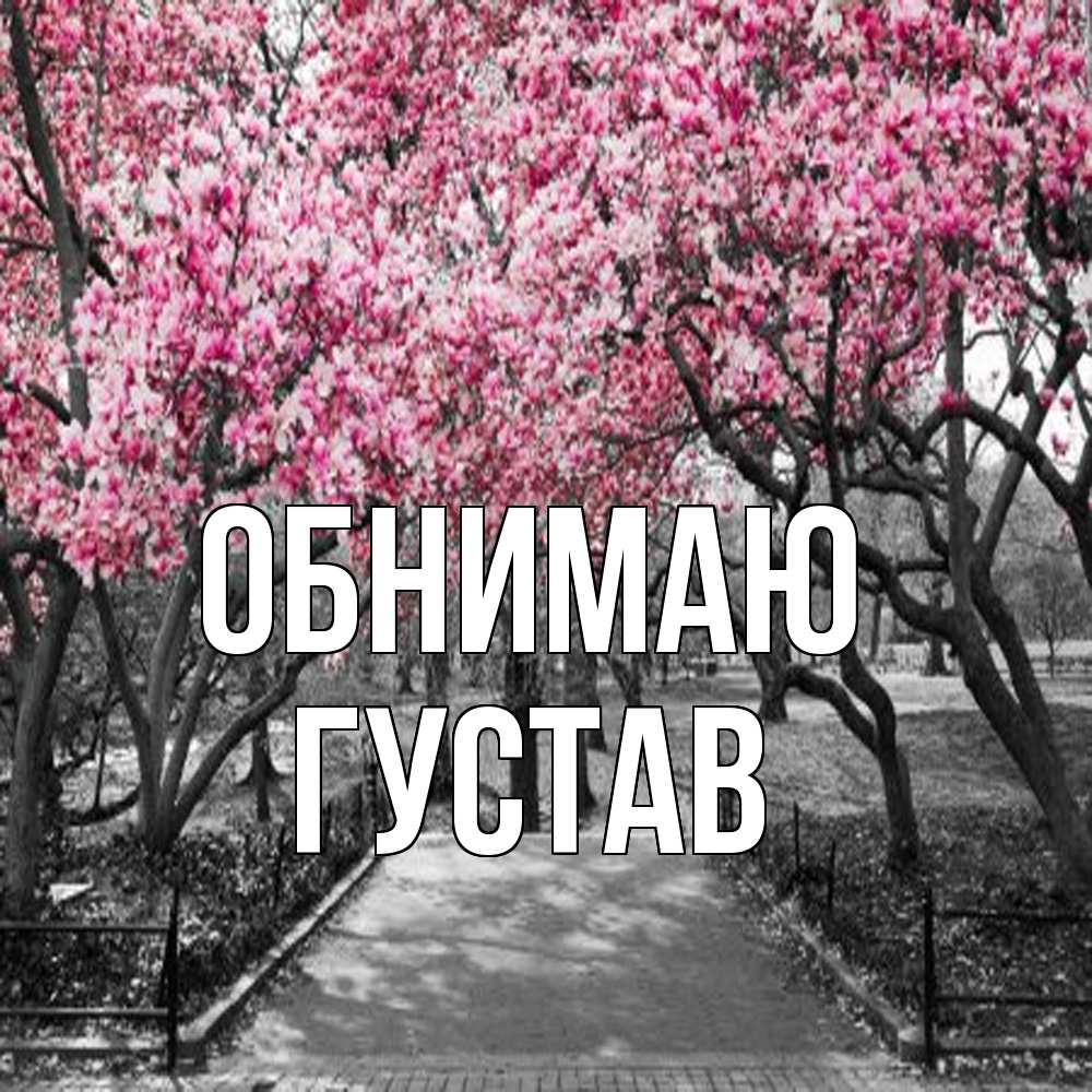 Открытка  с именем. Густав, Обнимаю  