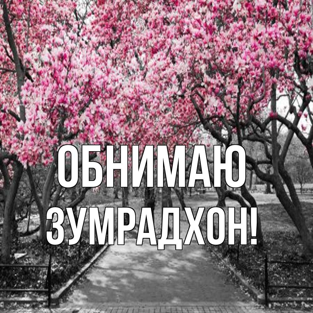 Открытка  с именем. Зумрадхон, Обнимаю  