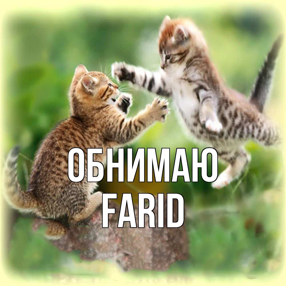 Открытка  с именем. Farid, Обнимаю  