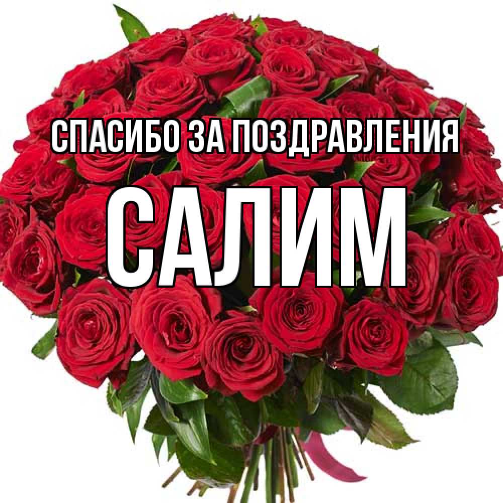 Открытка  с именем. Салим, Спасибо за поздравления  