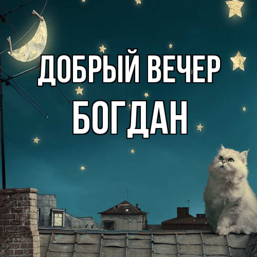 Открытка  с именем. Богдан, Добрый вечер  
