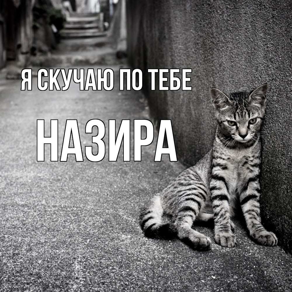 Открытка  с именем. Назира, Я скучаю по тебе  