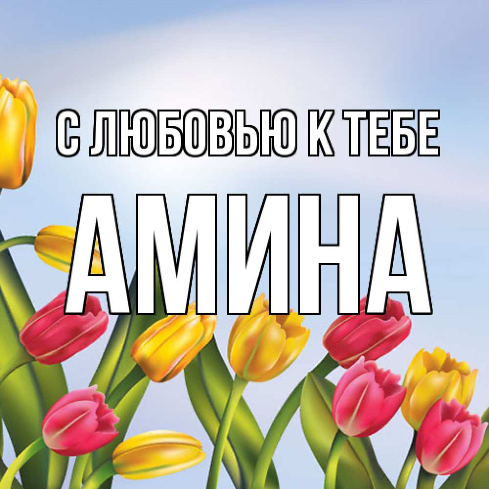 Открытка  с именем. Амина, С любовью к тебе  