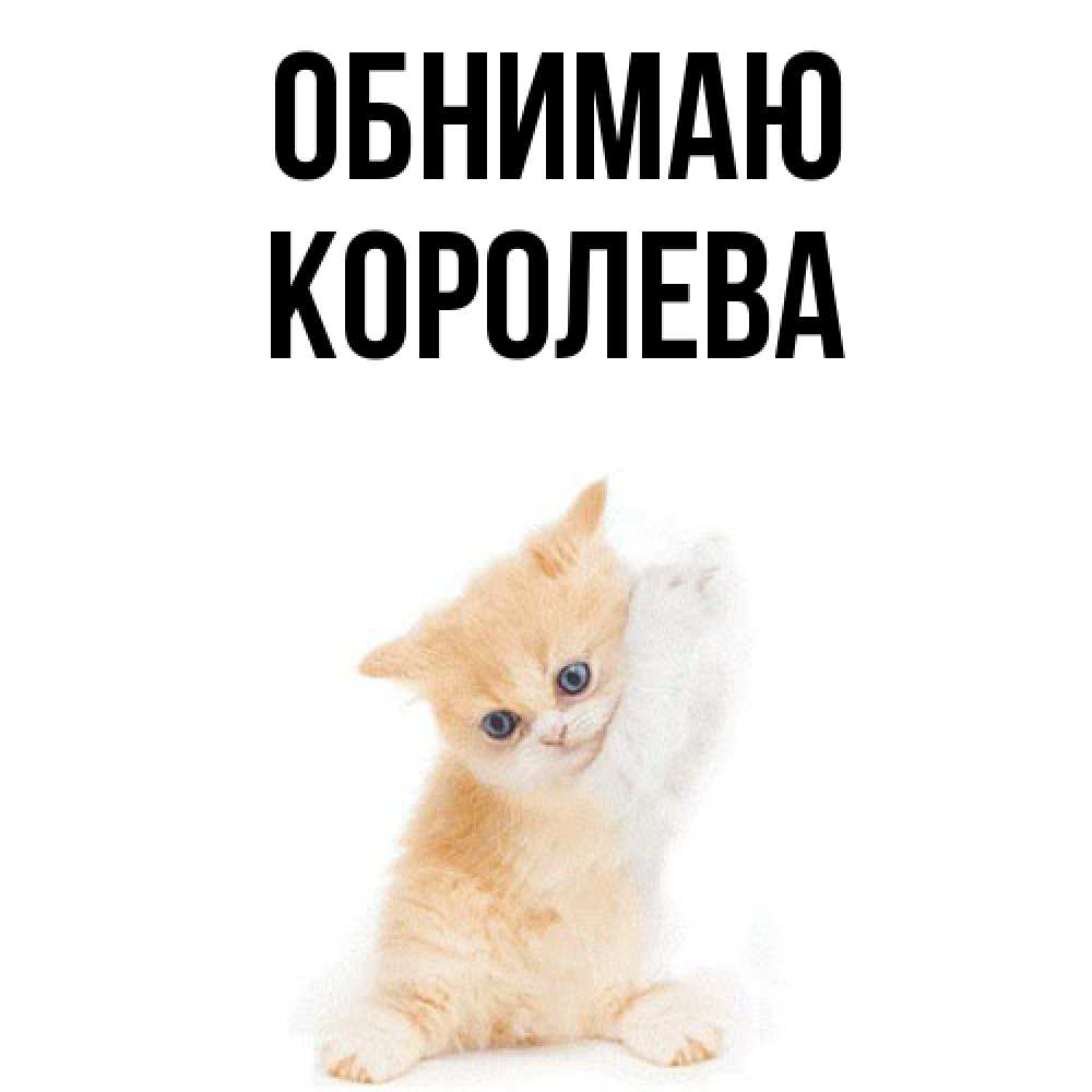 Открытка  с именем. Королева, Обнимаю  