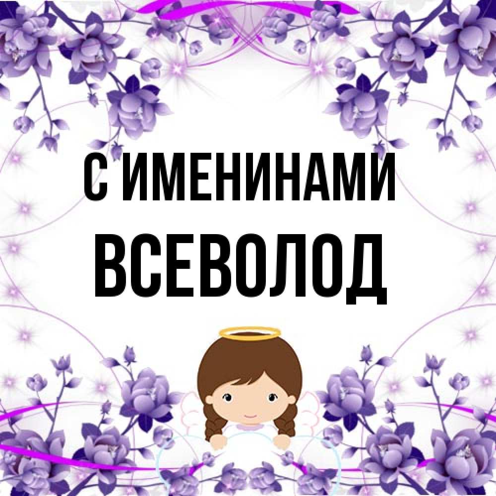 Открытка  с именем. Всеволод, С именинами  