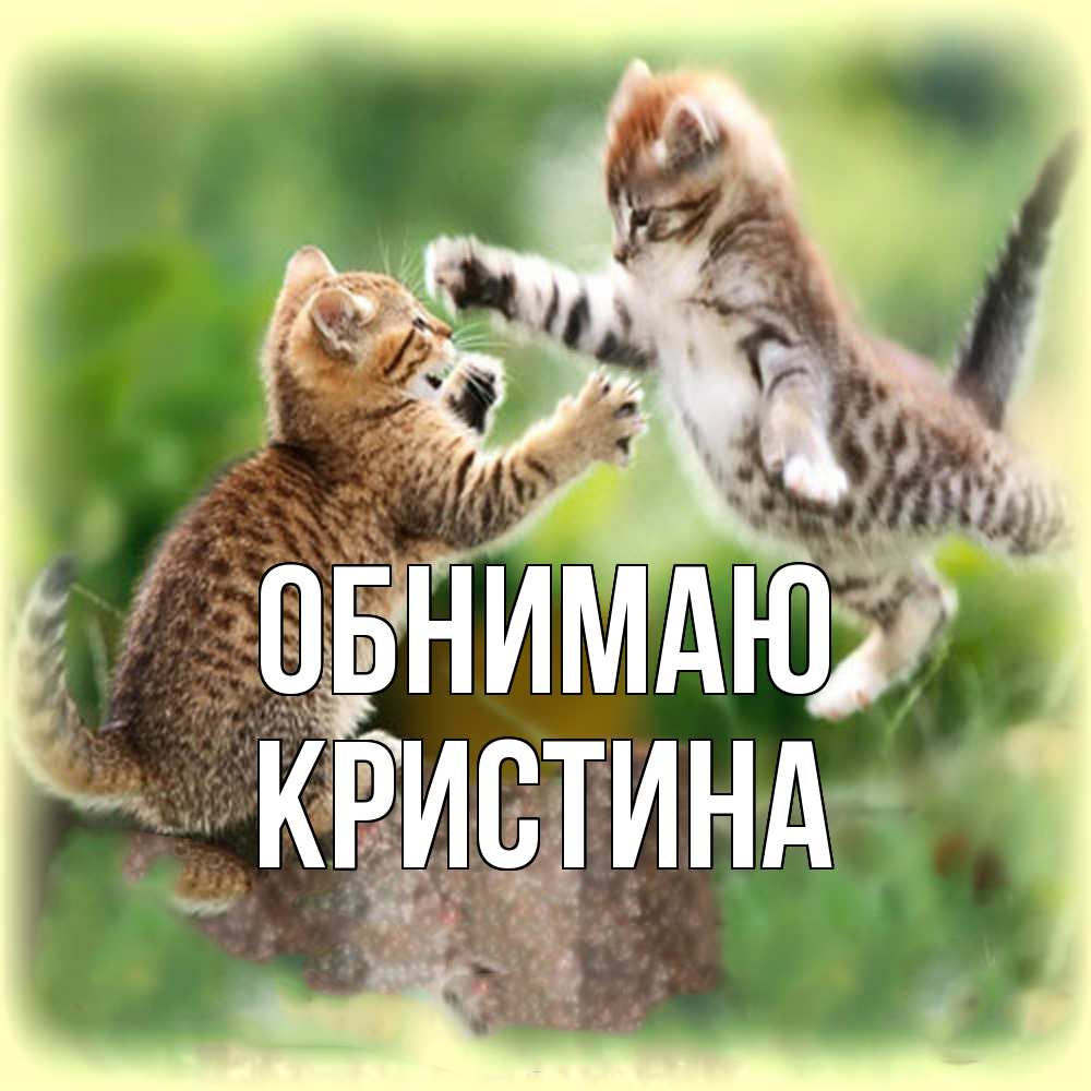 Открытка  с именем. Кристина, Обнимаю  