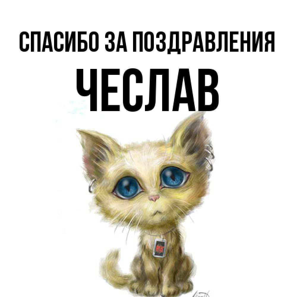 Открытка  с именем. Чеслав, Спасибо за поздравления  