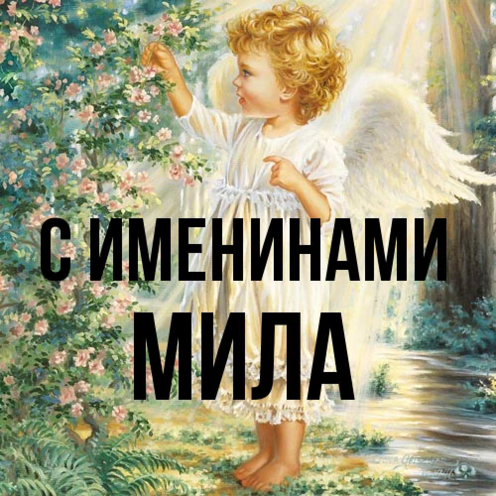 Открытка  с именем. Мила, С именинами  