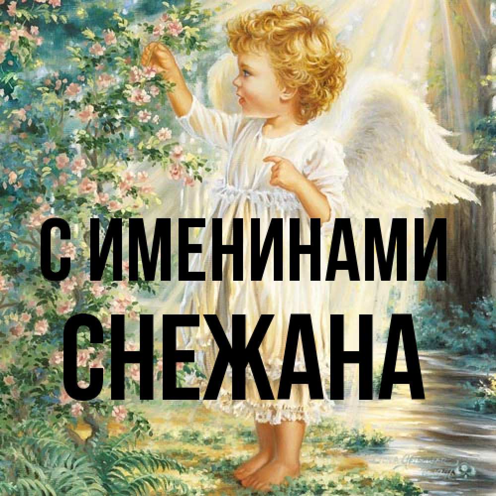 Открытка  с именем. Снежана, С именинами  