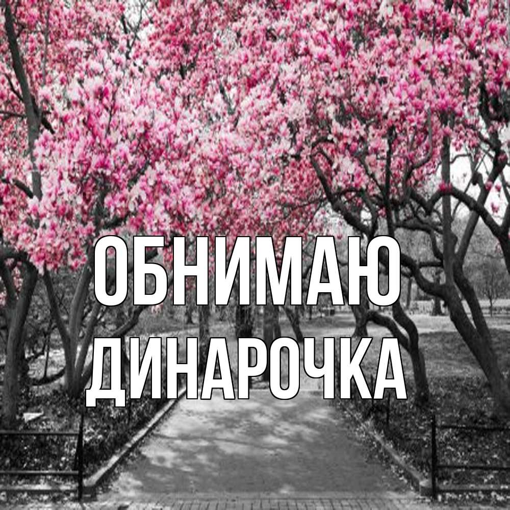 Открытка  с именем. Динарочка, Обнимаю  