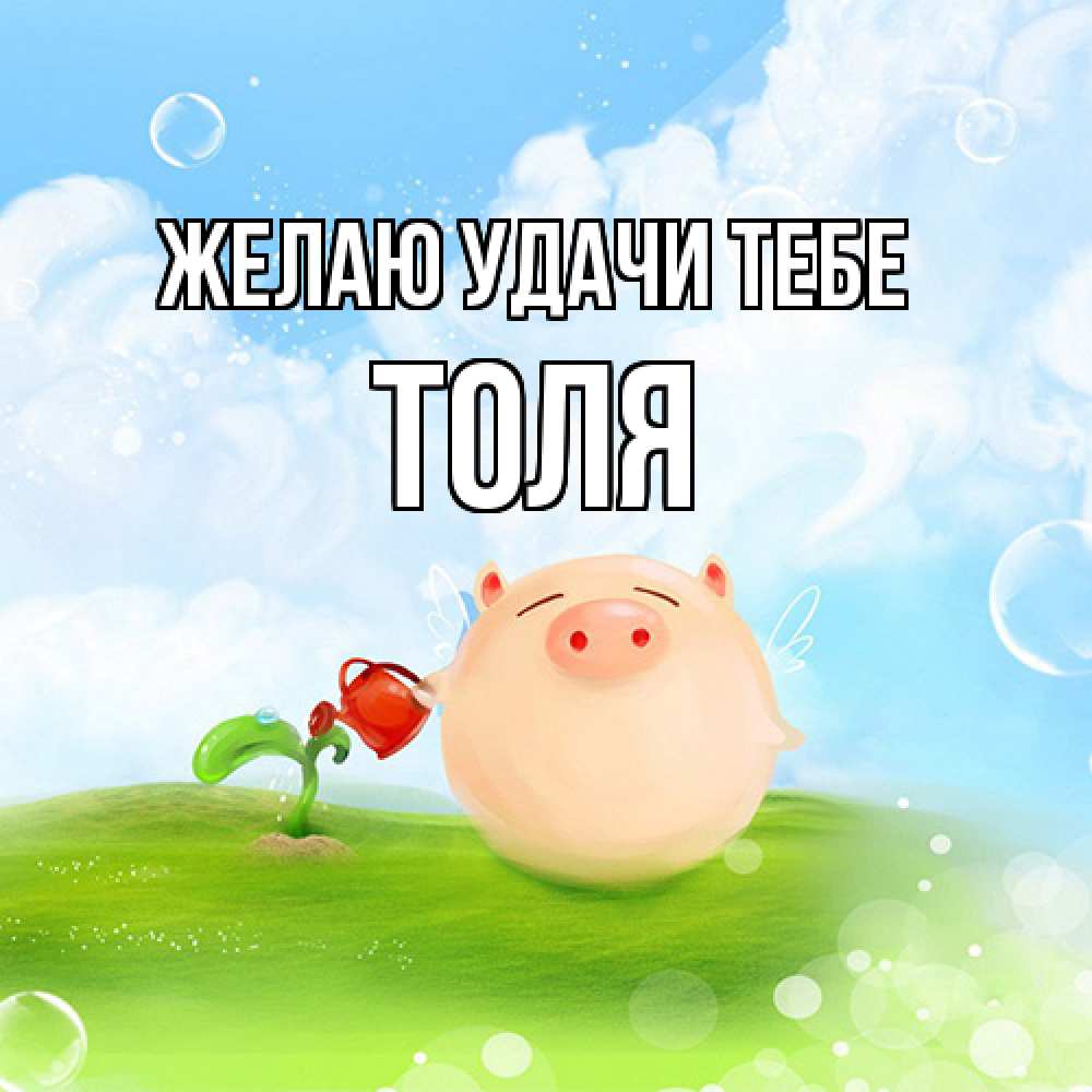 Открытка  с именем. Толя, Желаю удачи тебе  