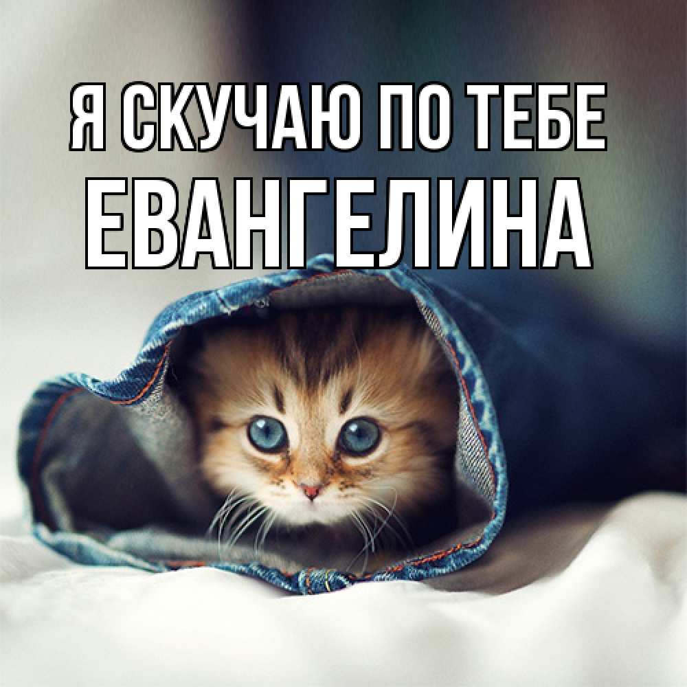 Открытка  с именем. Евангелина, Я скучаю по тебе  