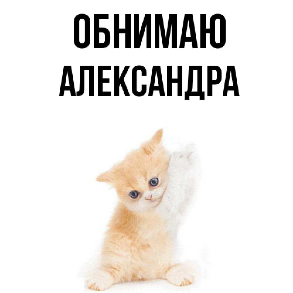 Открытка  с именем. Александра, Обнимаю  