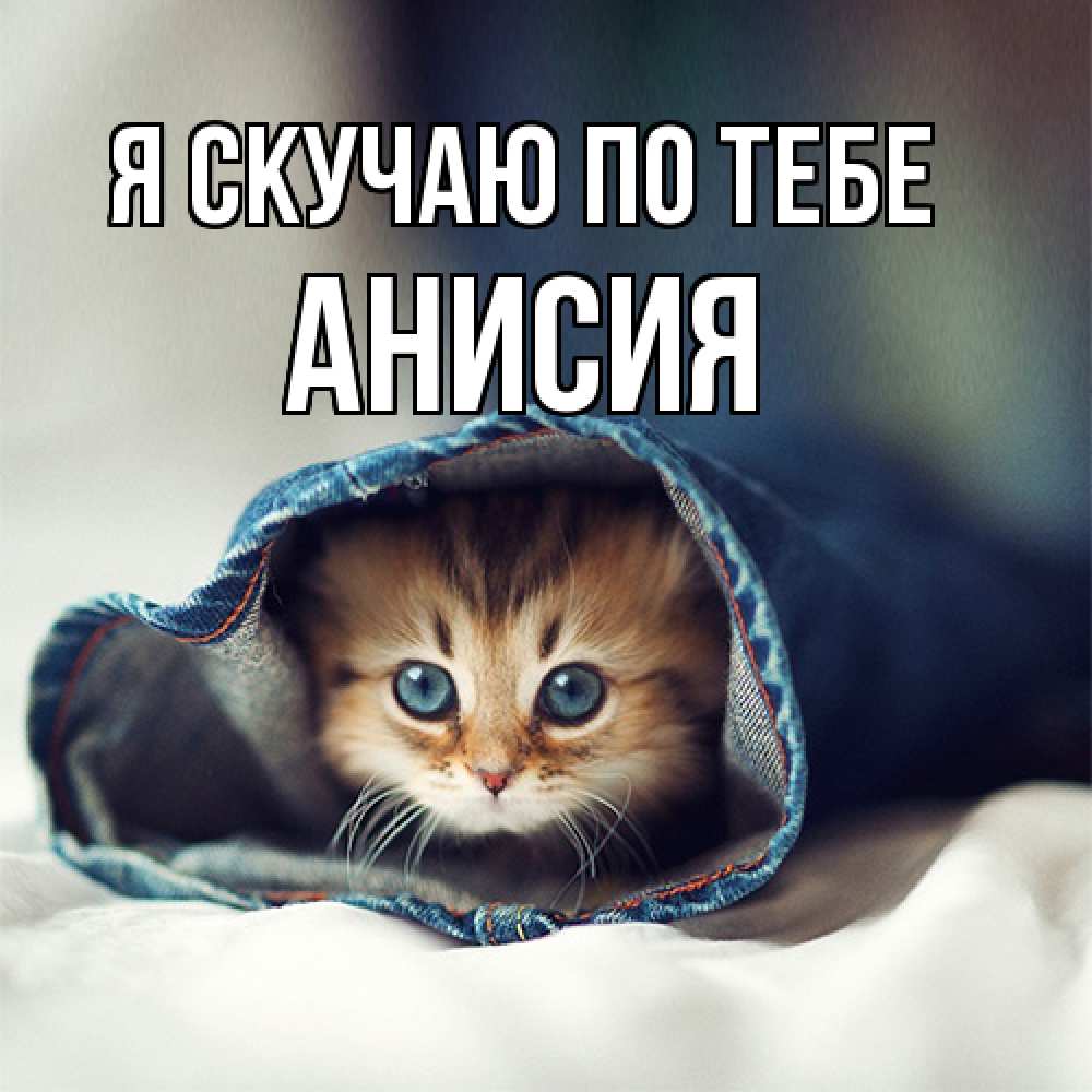 Открытка  с именем. Анисия, Я скучаю по тебе  