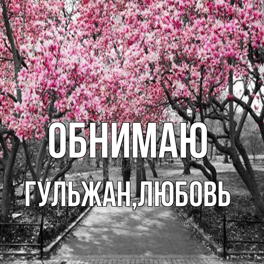 Открытка  с именем. Гульжан, Обнимаю  