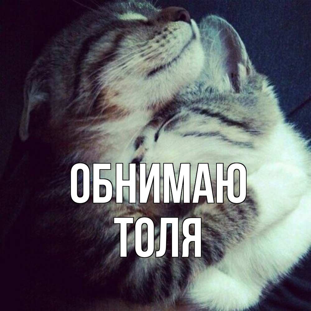 Открытка  с именем. ТОЛЯ, Обнимаю  