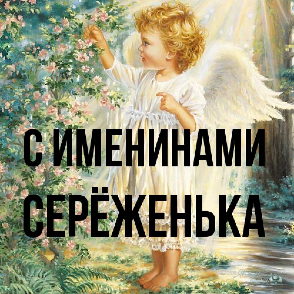 Открытка  с именем. Серёженька, С именинами  