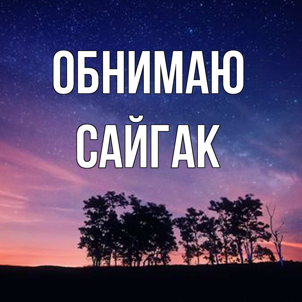 Открытка  с именем. Сайгак, Обнимаю  