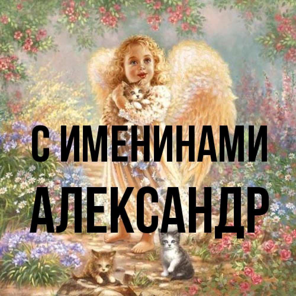 Открытка  с именем. Александр, С именинами  